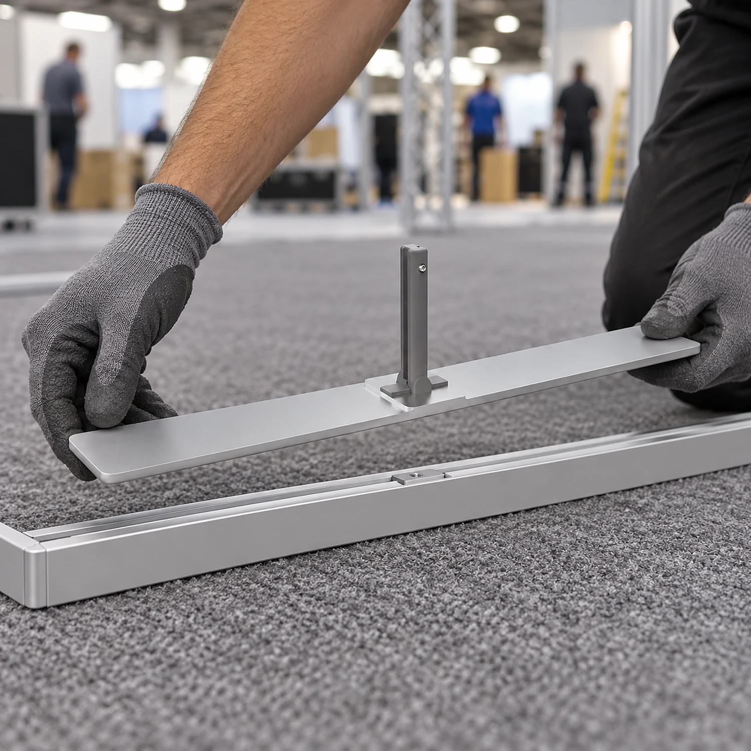 Middle full frame foot held ready to fit during build-up