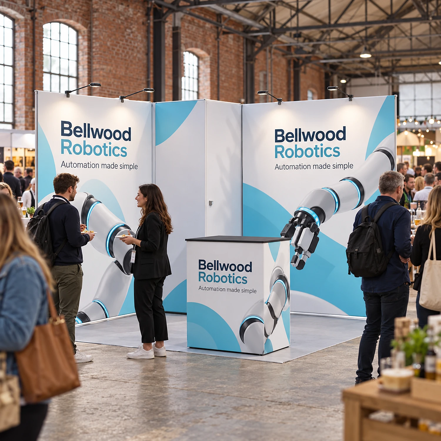 9m2 modular exhibition stand in use at a food and drink show