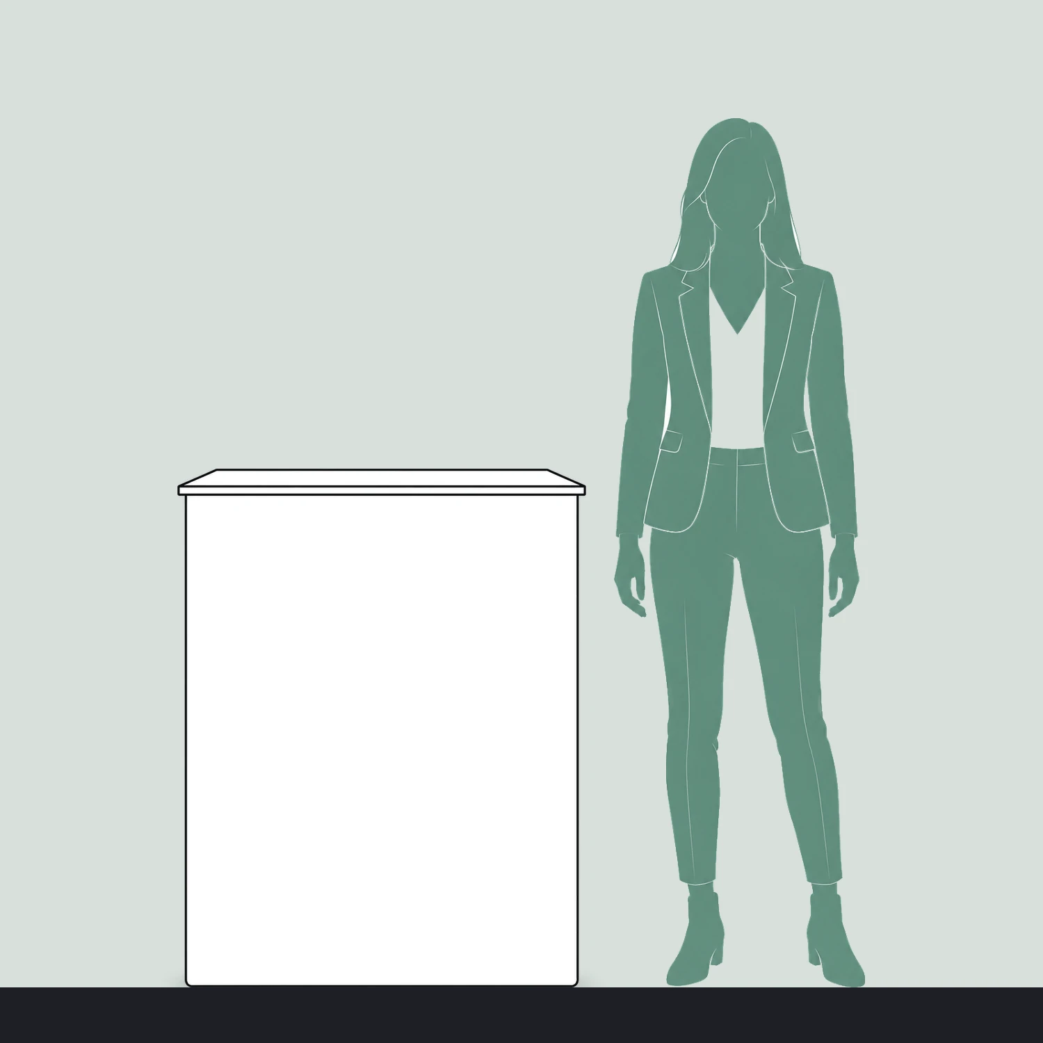 Modulate Fabric Counter size compared with a person