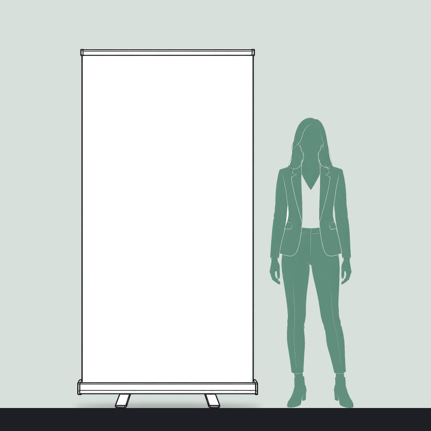 Mosquito Roller Banner 1m Wide size compared with a person