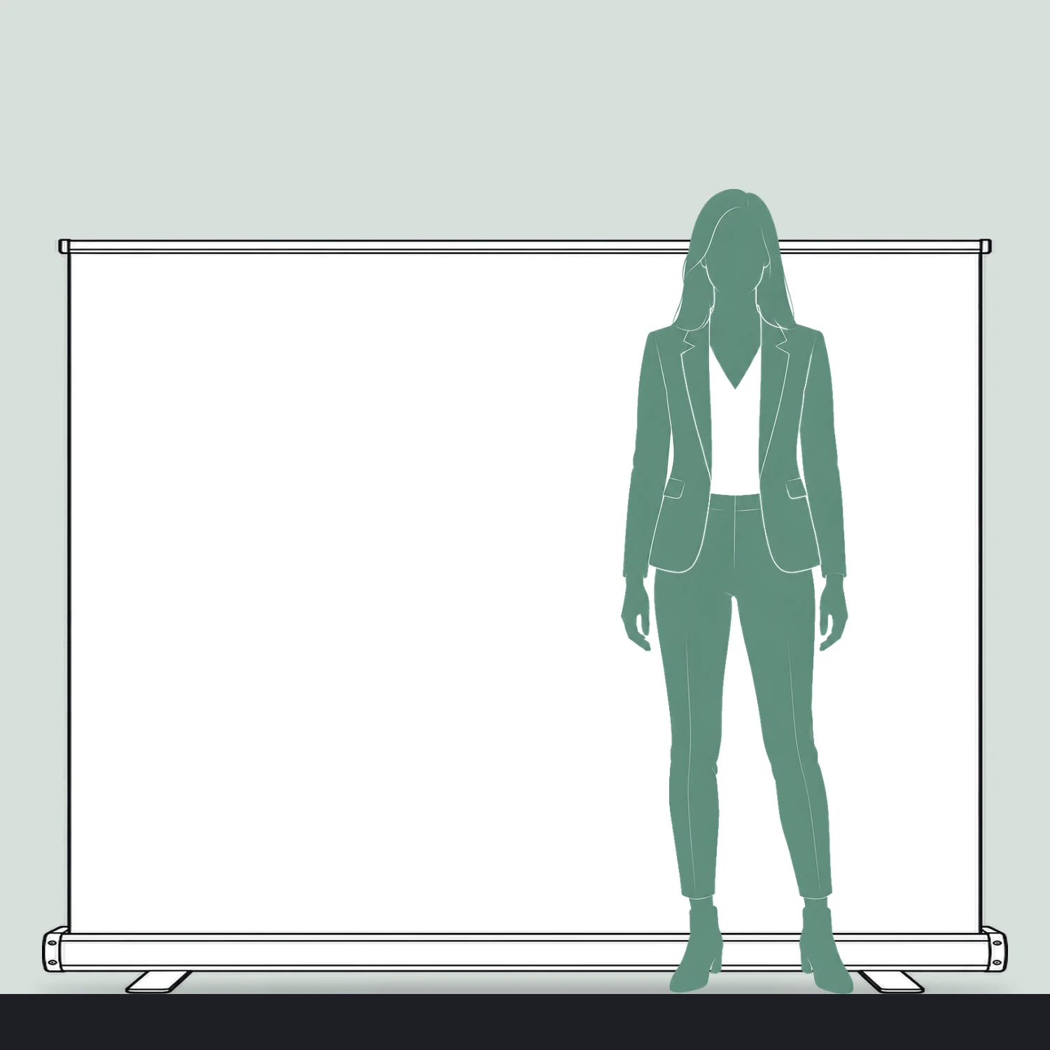 Orient+ Roller Banner 2m Wide size compared with a person