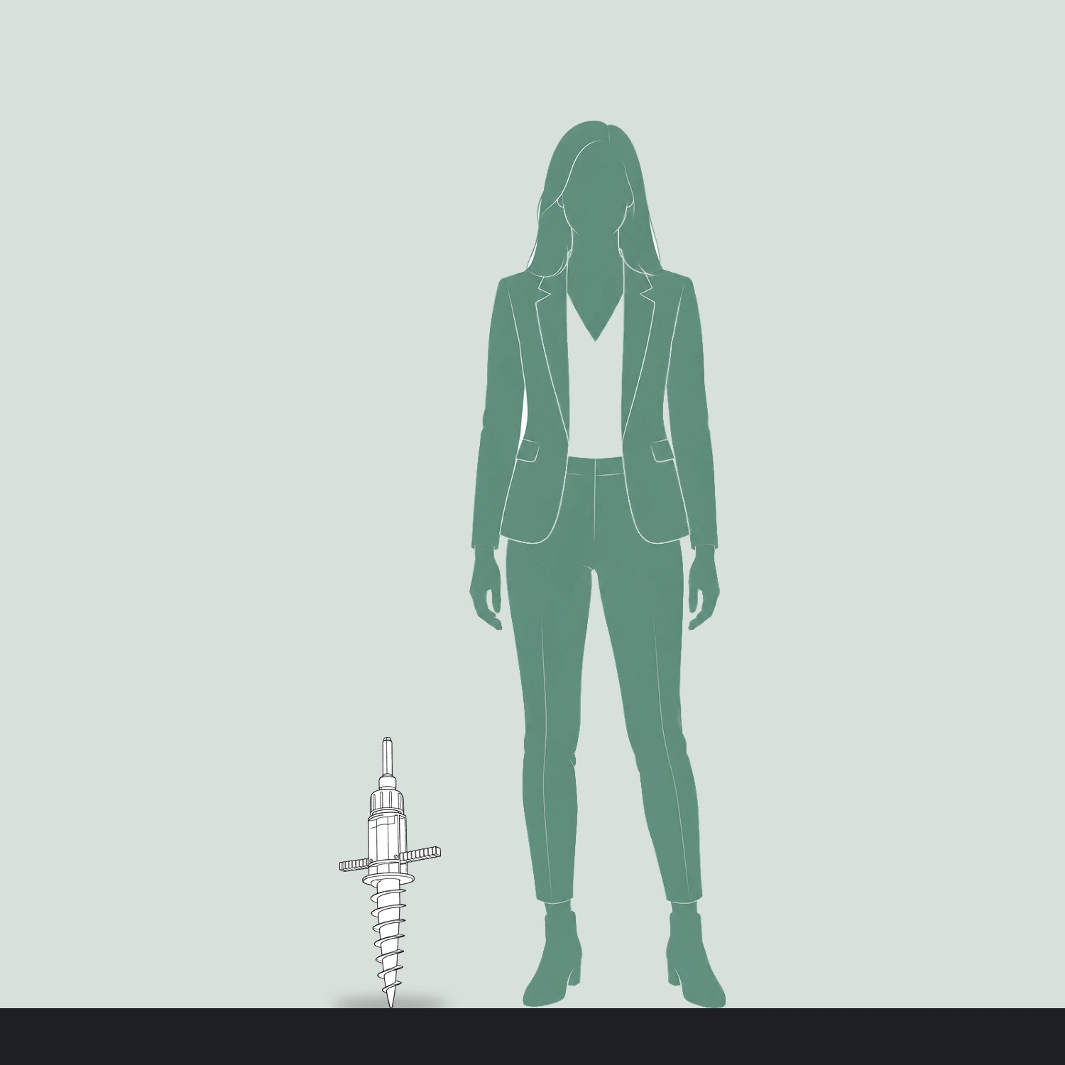 Plastic flag ground stake size compared with a person