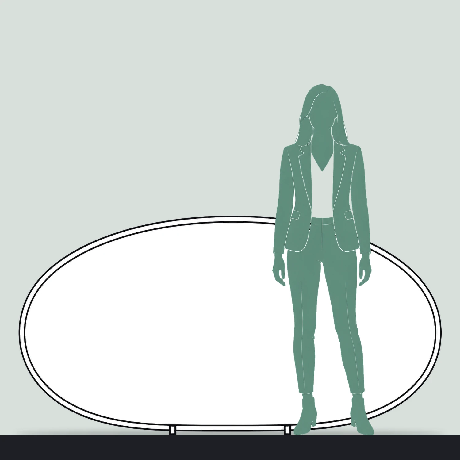 Pop Out Banner 2.05m x 1.07m size compared with a person