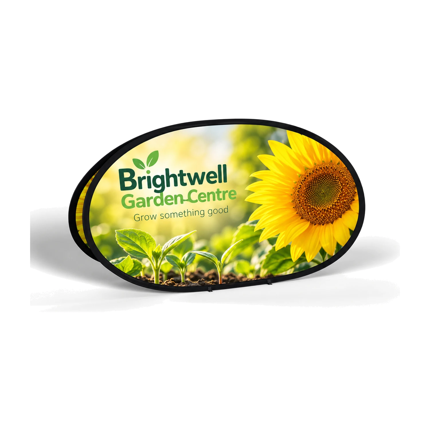 Pop Out Banner 2.05m x 1.07m with example artwork