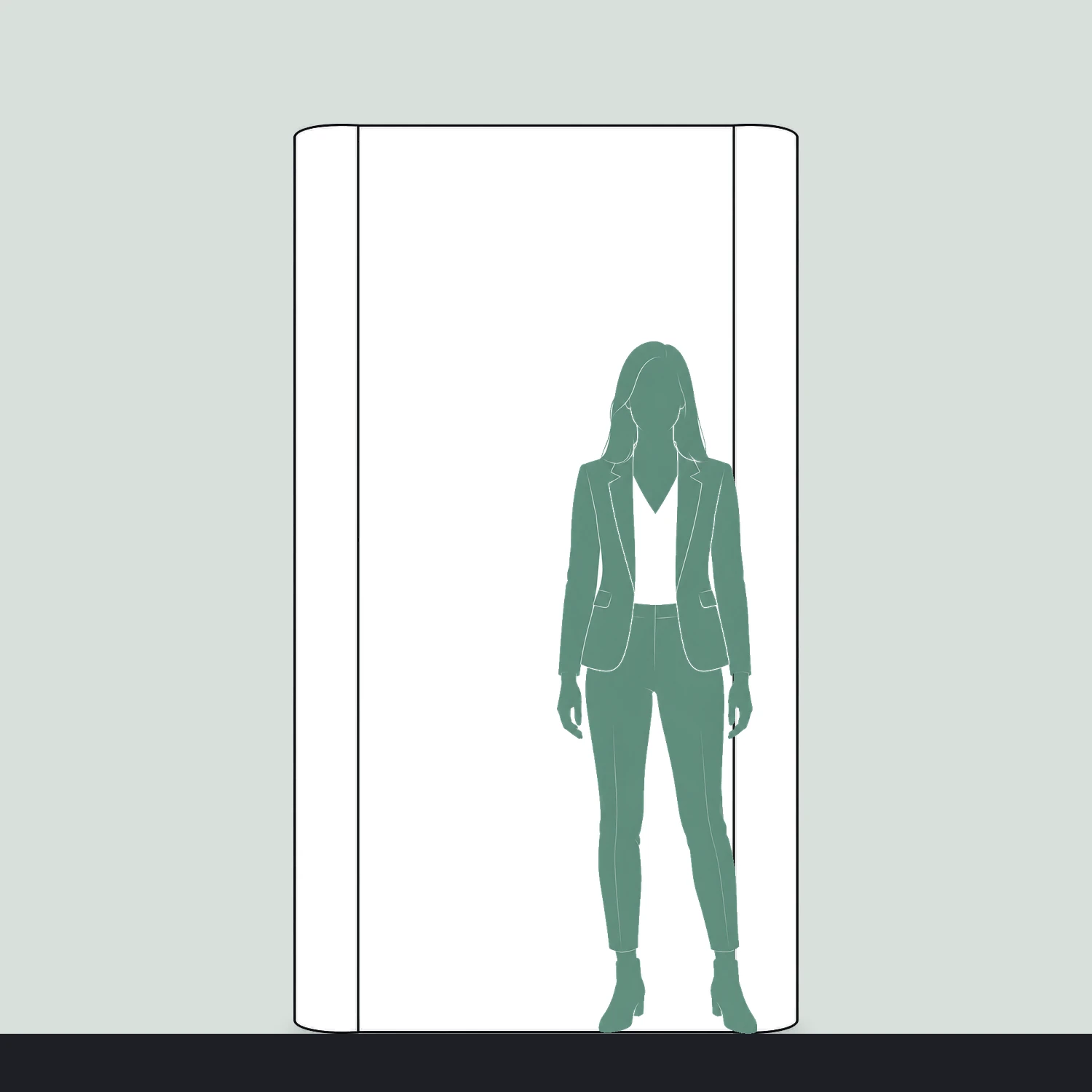 Pop Up Stand 1x3 Straight size compared with a person