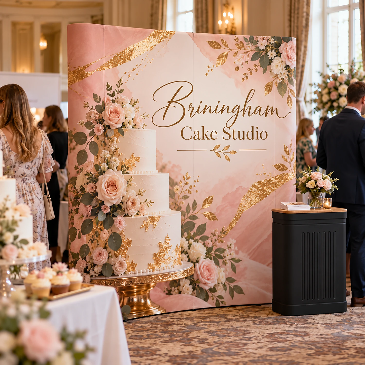 Pop Up Stand 2x3 Curved - Double-Sided, shown with example artwork