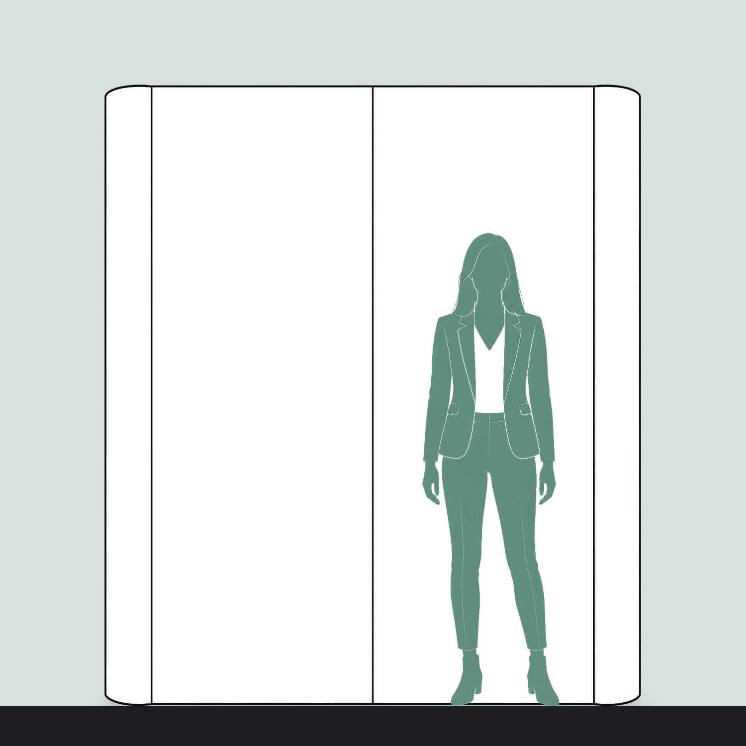 Pop Up Stand 2x3 Curved size compared with a person