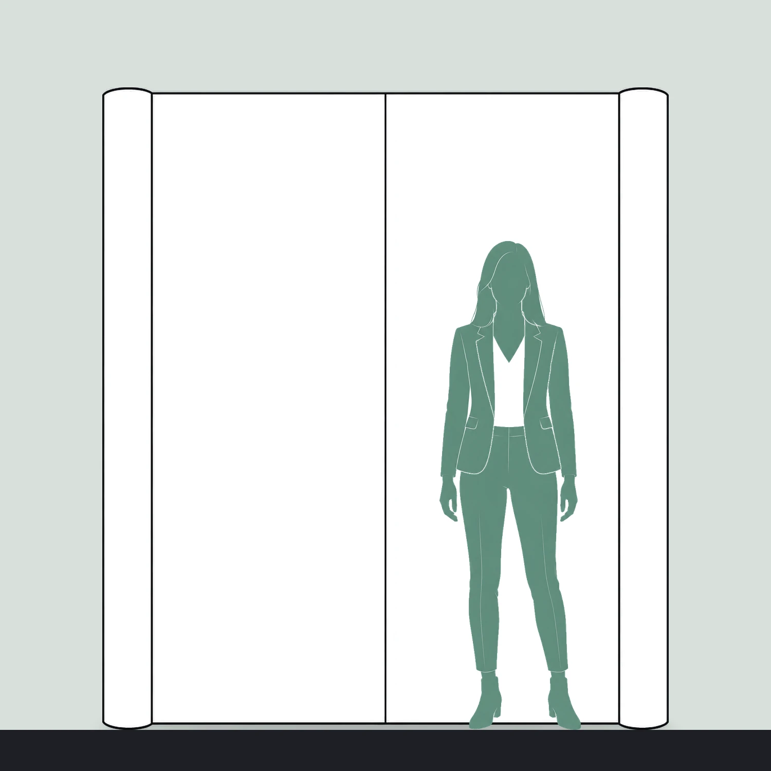 Pop Up Stand 2x3 Straight size compared with a person