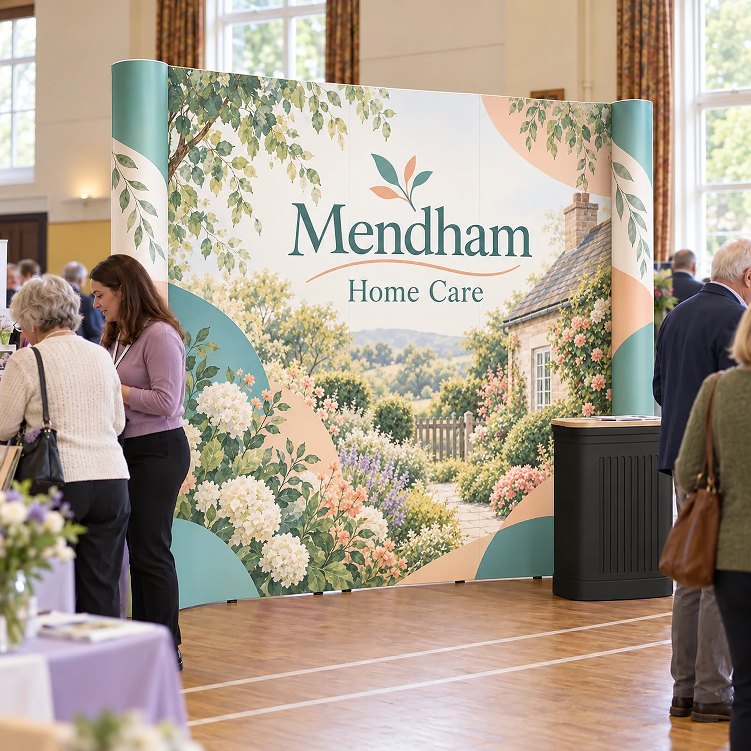 Pop Up Stand 3x3 Straight - Double-Sided, shown with example artwork