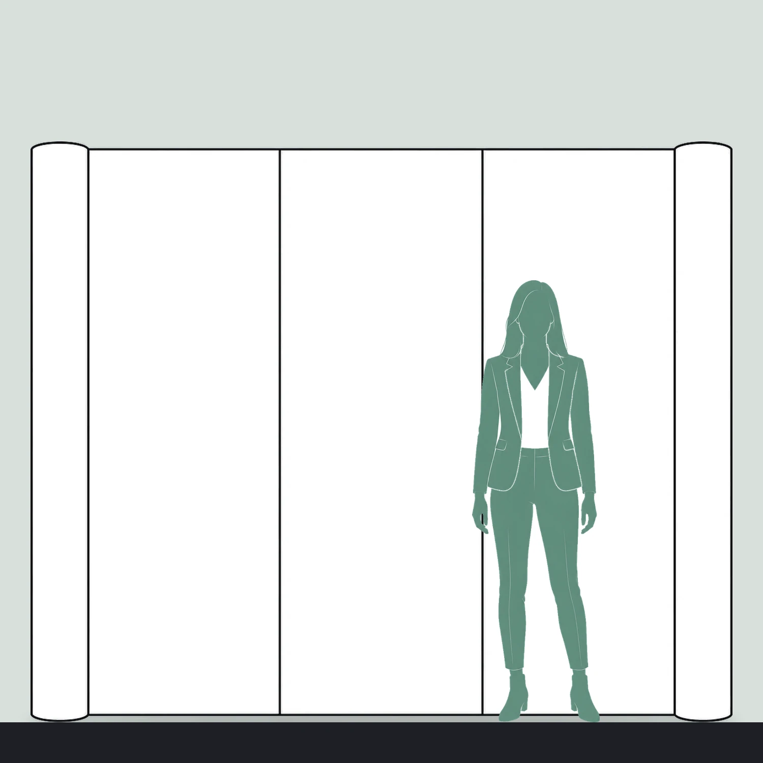 Pop Up Stand 3x3 Straight size compared with a person