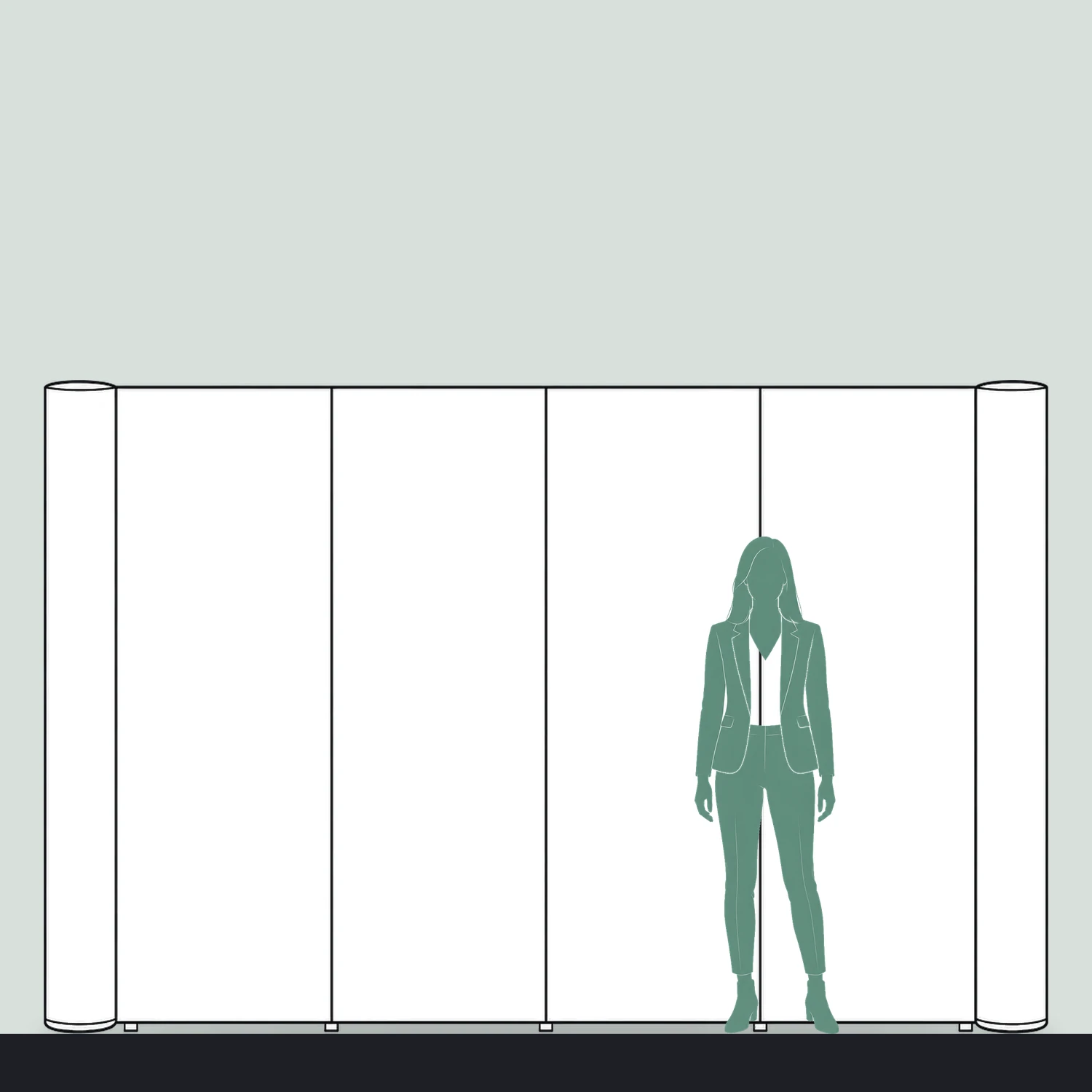 Pop Up Stand 4x3 Straight size compared with a person