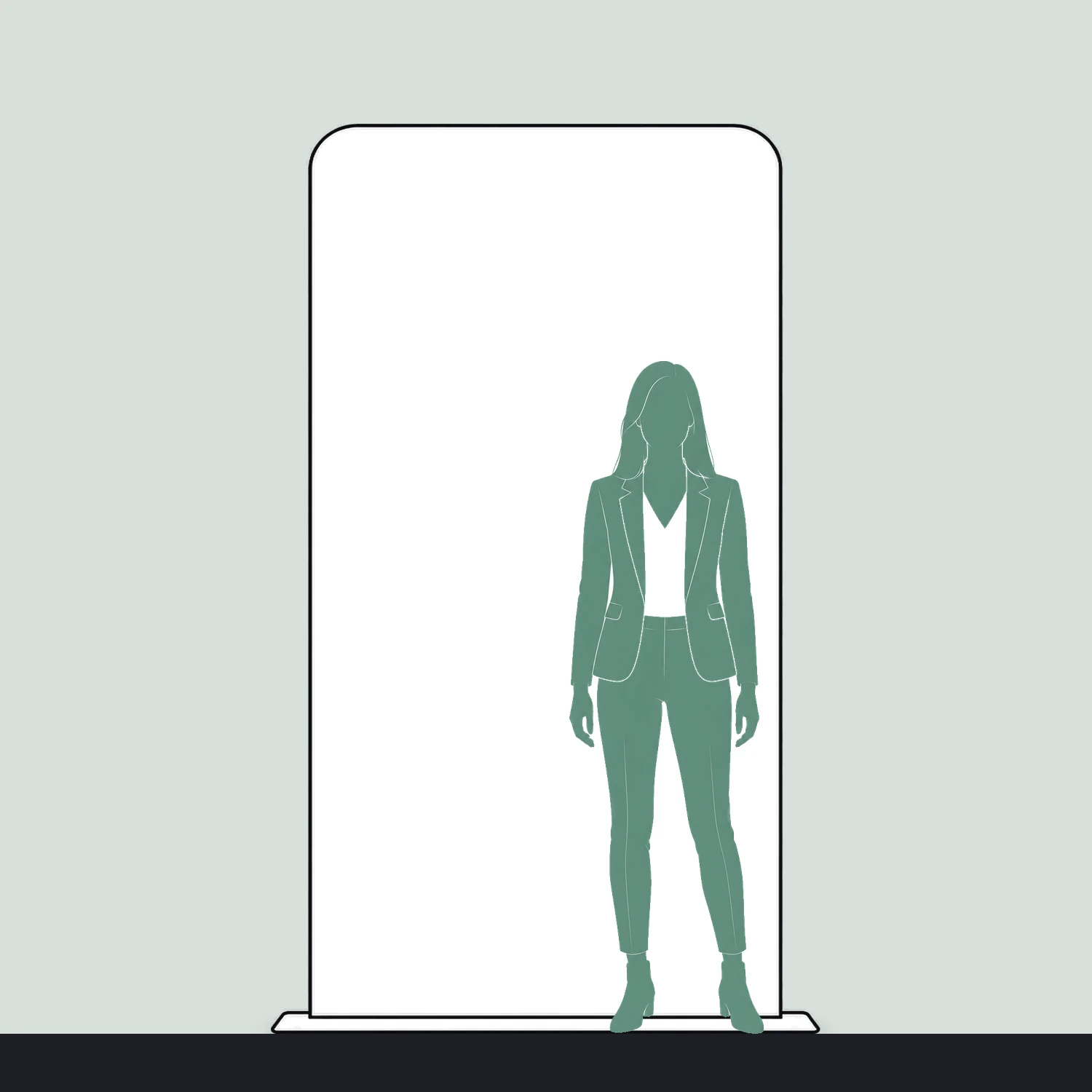 Premium Stretch Fabric Banner Stand 1.2m Wide size compared with a person