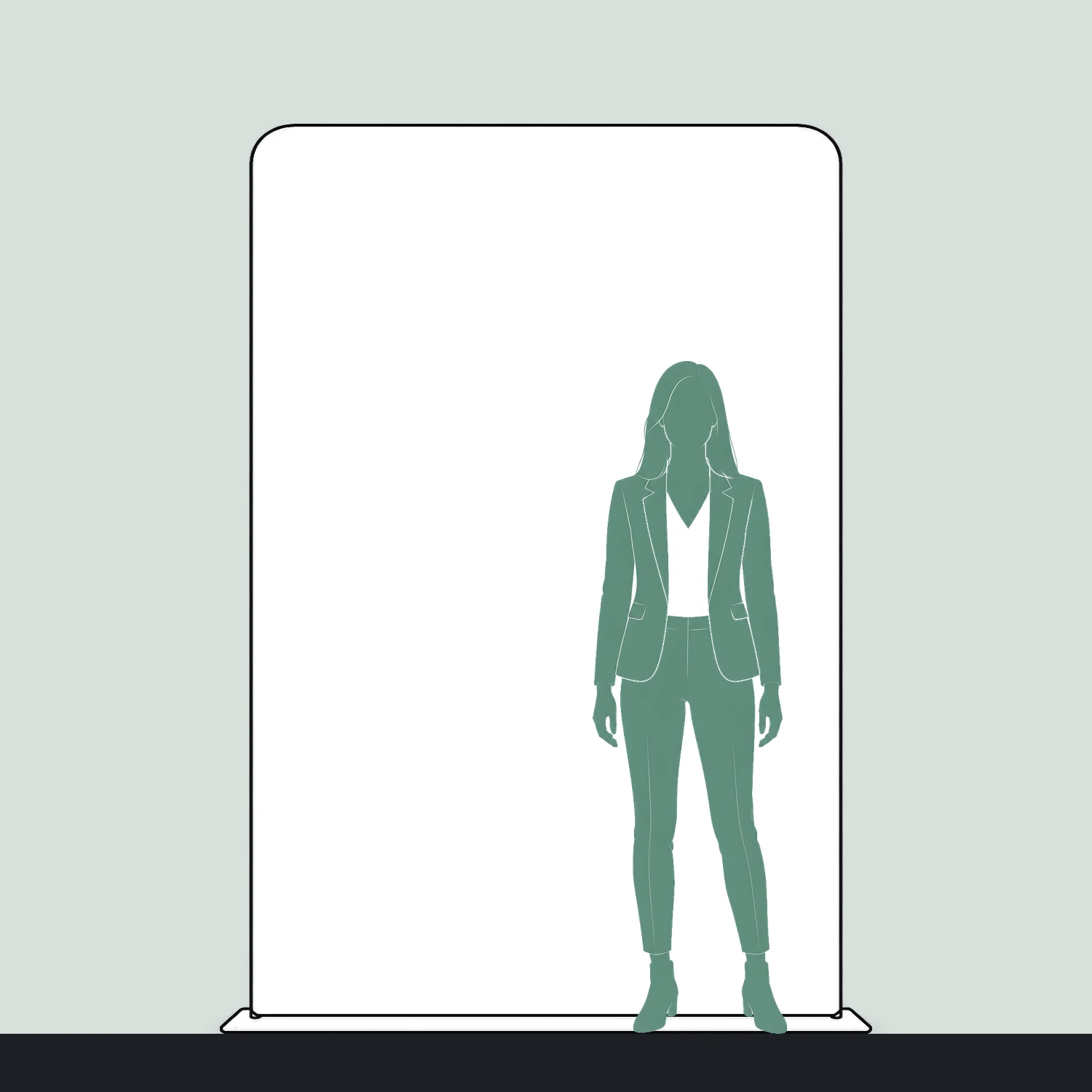Premium Stretch Fabric Banner Stand 1.5m Wide size compared with a person