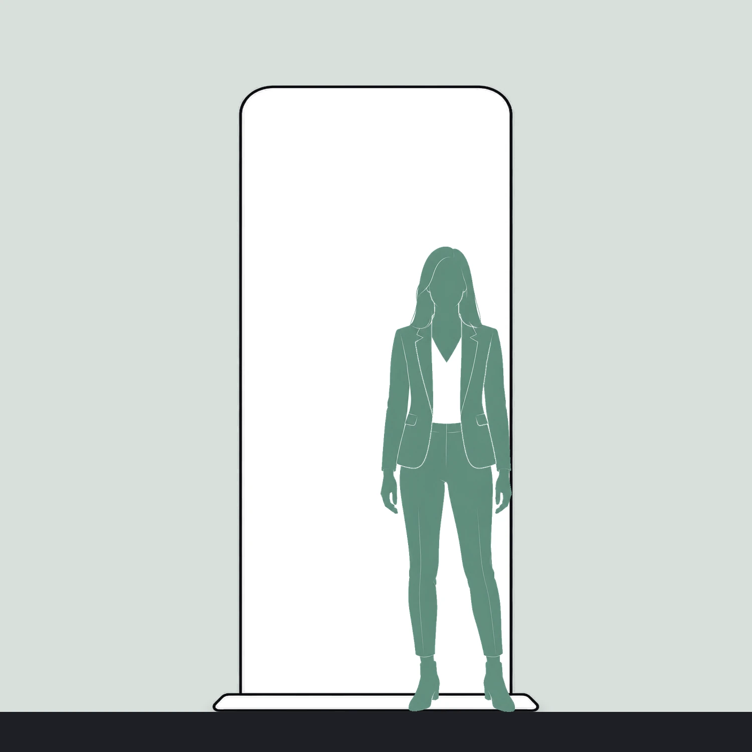 Premium Stretch Fabric Banner Stand 1m Wide size compared with a person