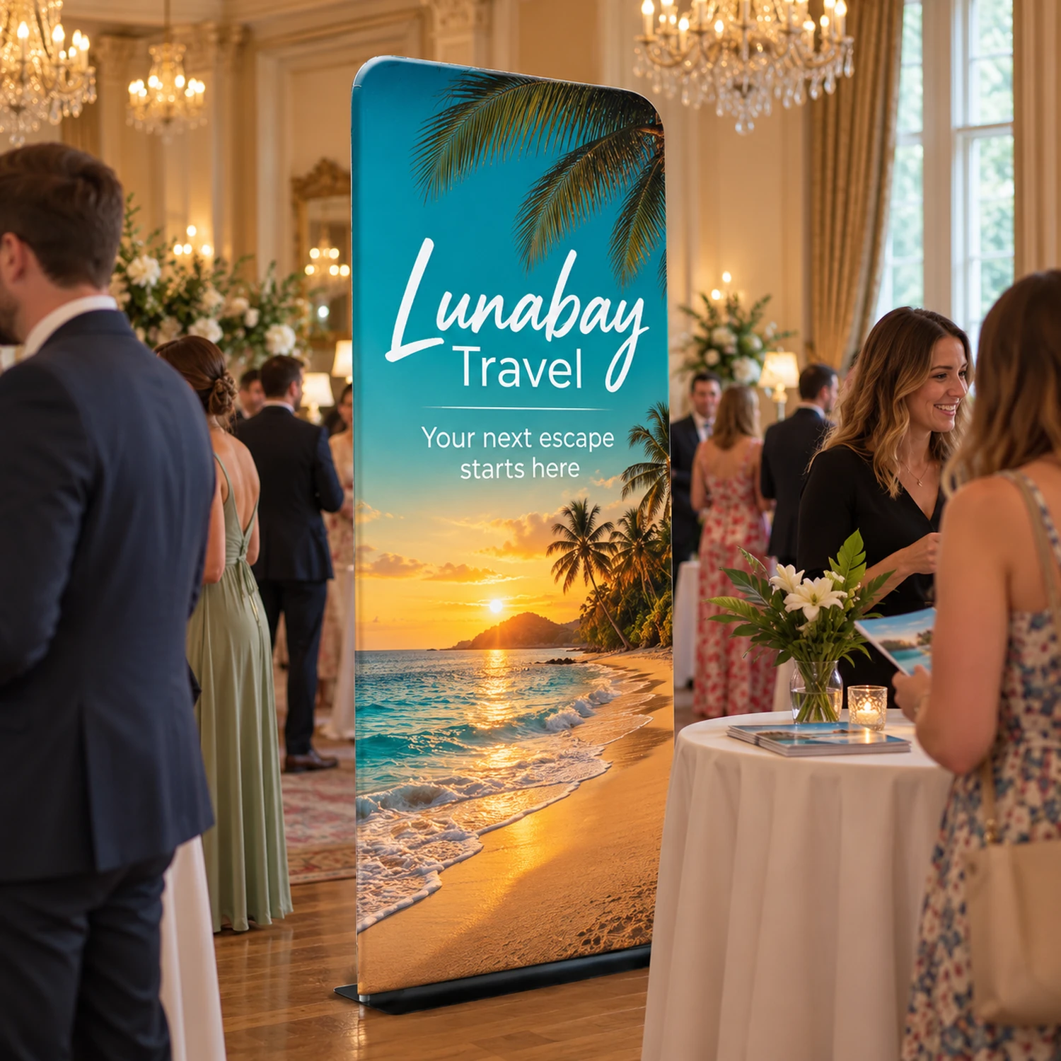 Premium Stretch Fabric Banner Stand at an event