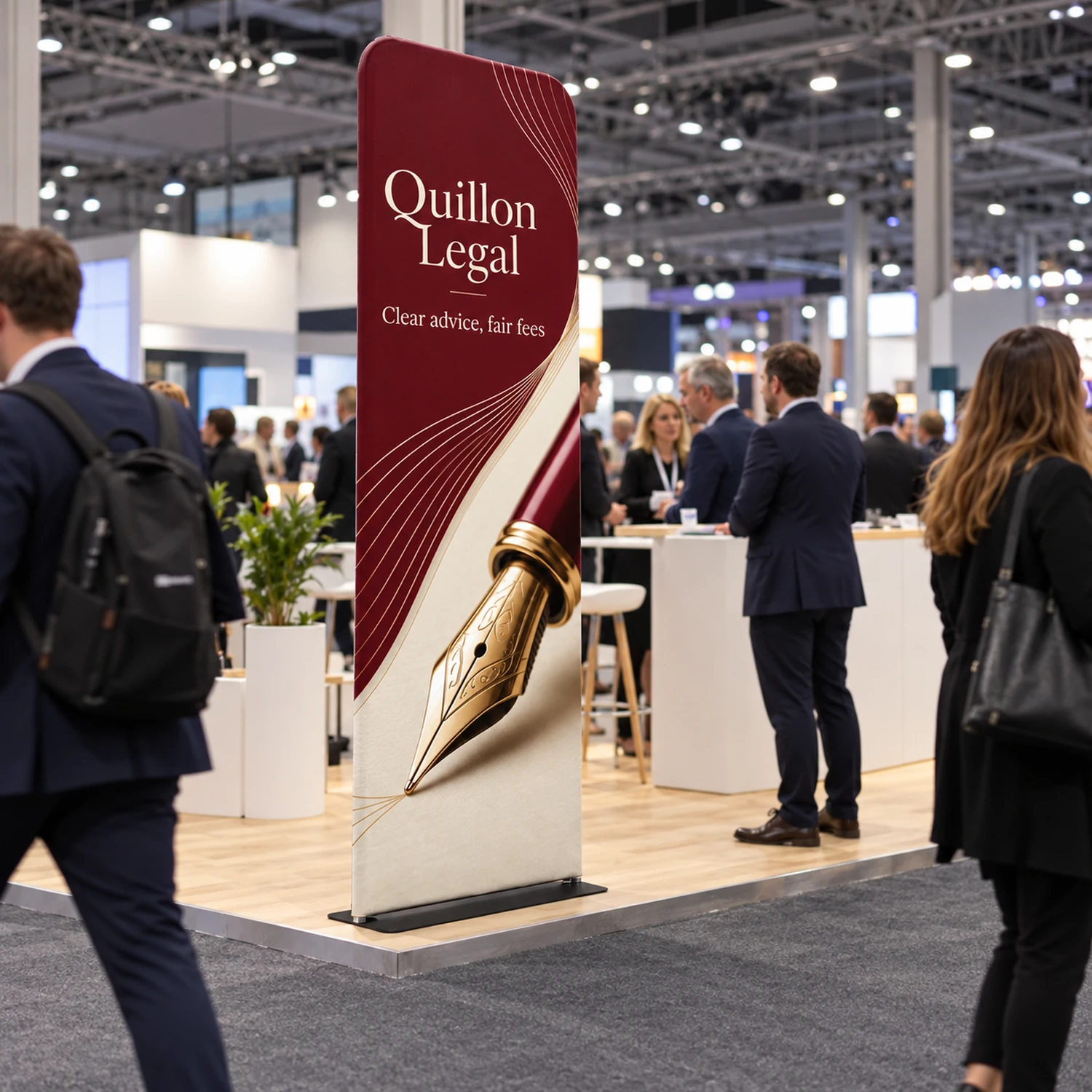 Premium Stretch Fabric Banner Stand in use at an event