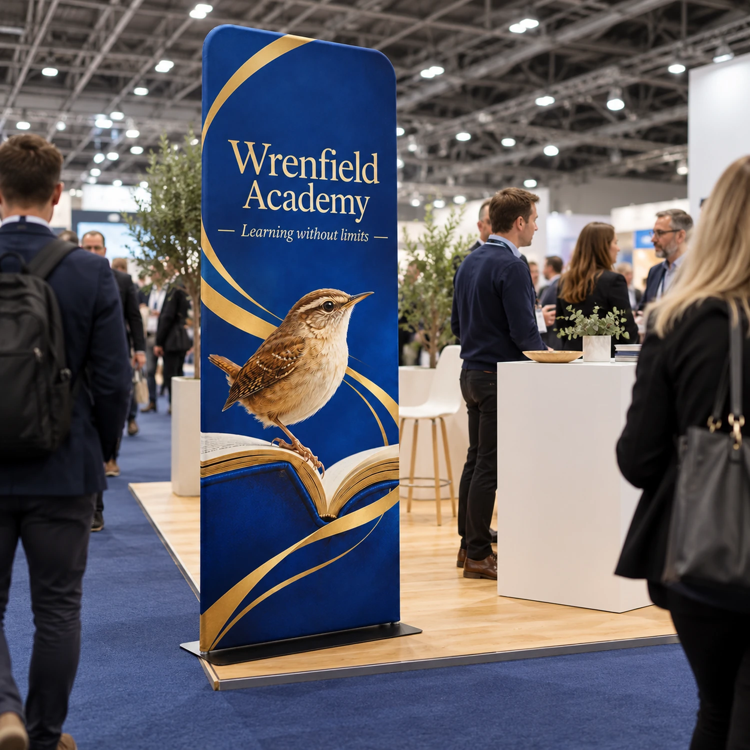 Premium Stretch Fabric Banner Stand in use at an event