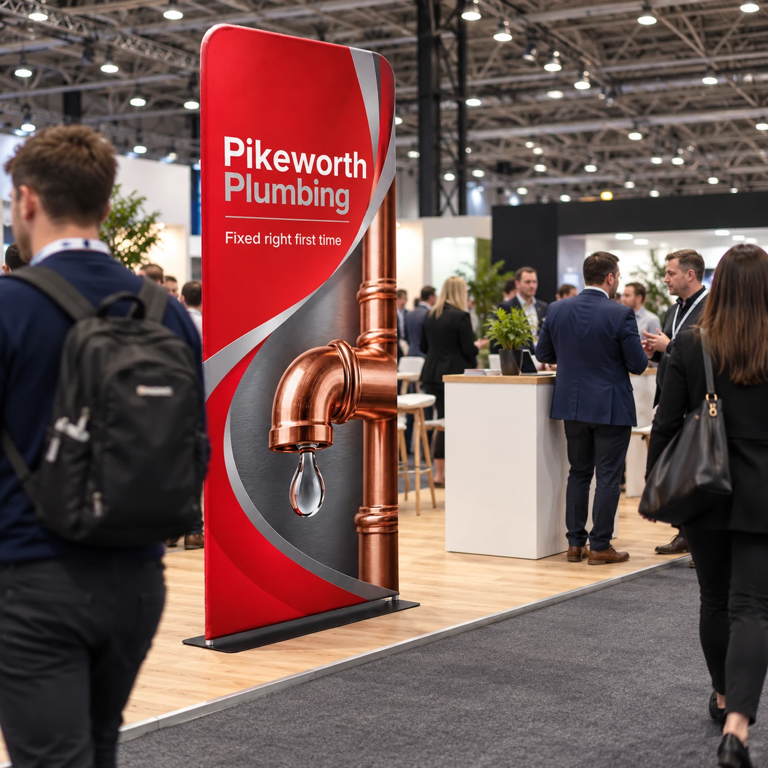 Premium Stretch Fabric Banner Stand in use at an event