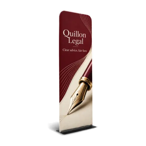 Premium Stretch Fabric Banner Stand with example artwork