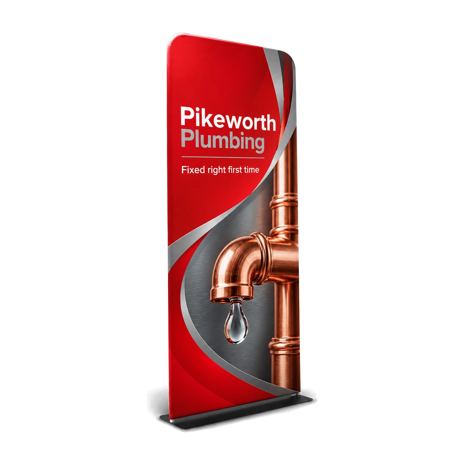 Premium Stretch Fabric Banner Stand with example artwork
