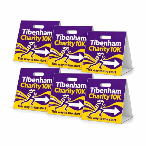 Printed Fluted Board A-Boards 390mm x 420mm, Pack of 6, shown with example artwork