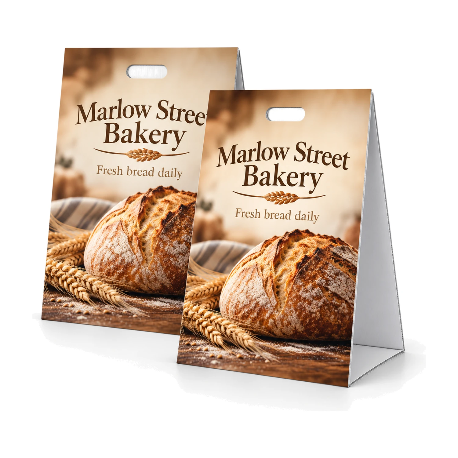 Printed Fluted Board A-Boards 590mm x 1m, Pack of 2 with example artwork
