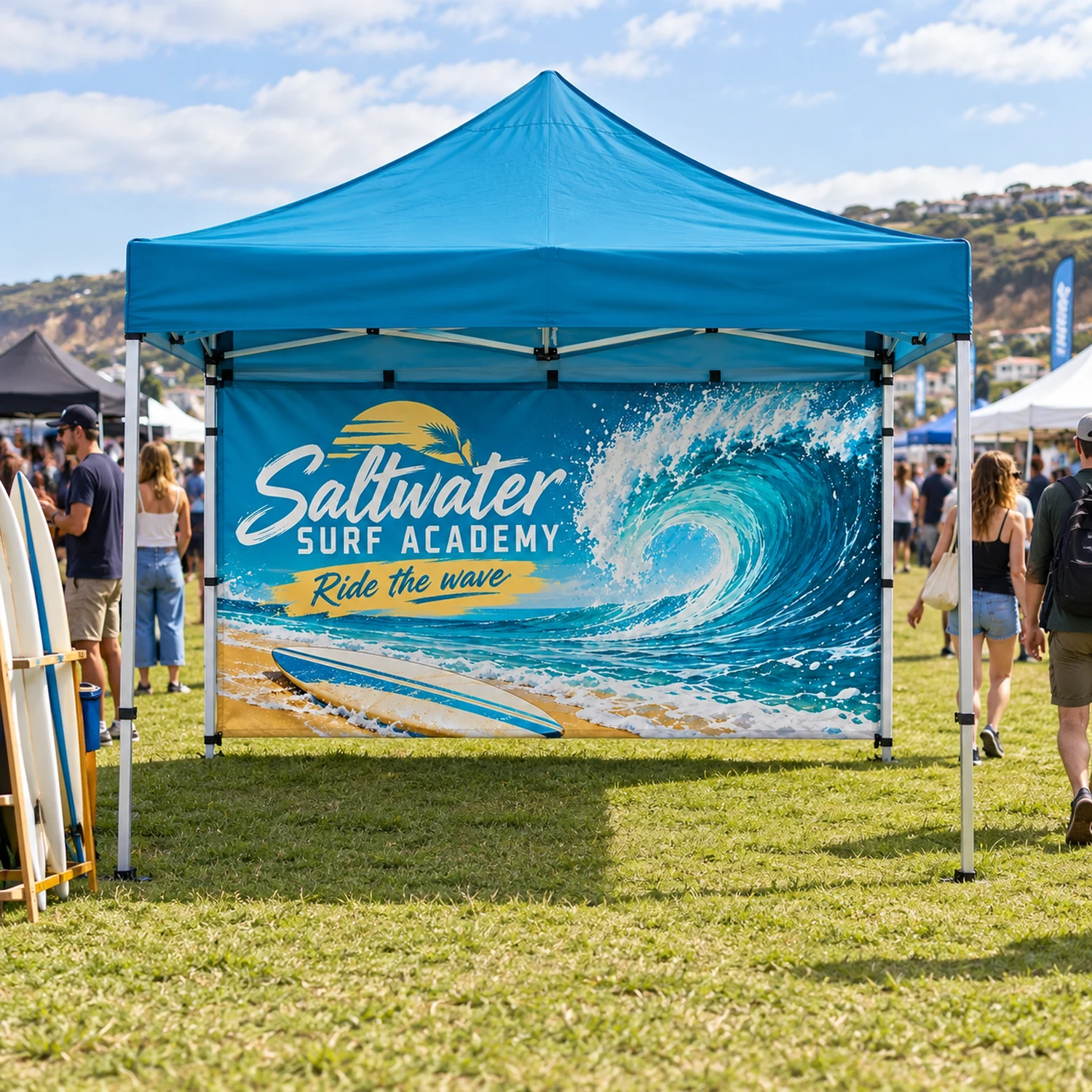 Printed Full Wall for Zoom Gazebos in use at an event