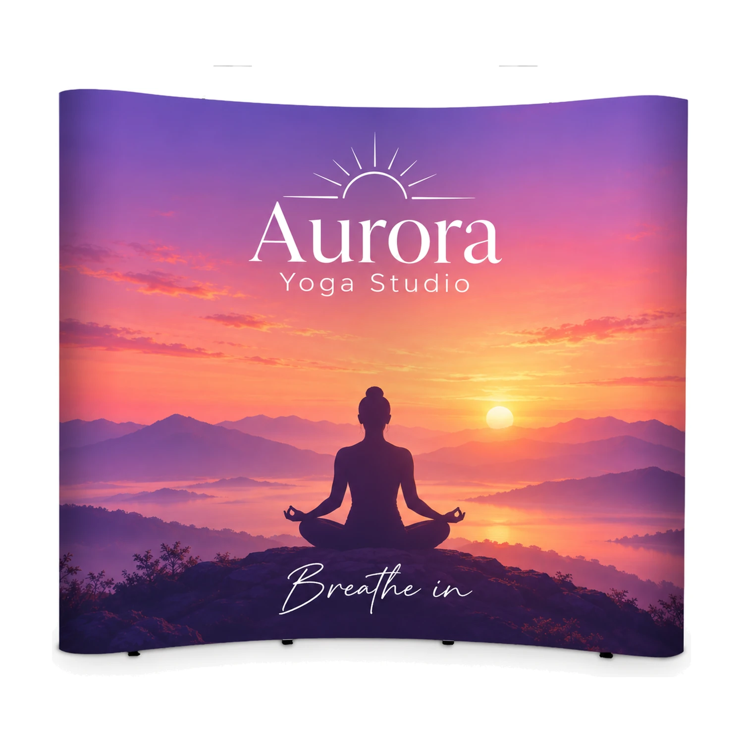 Quick+ Pop Up Stand 3x4 Curved, 3.07m Wide with example artwork