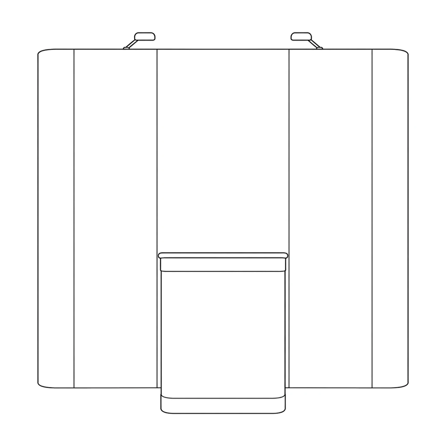 Quick+ Pop Up Stand Bundle 3x4 Curved with Counter and Lights, 3.07m Wide line drawing