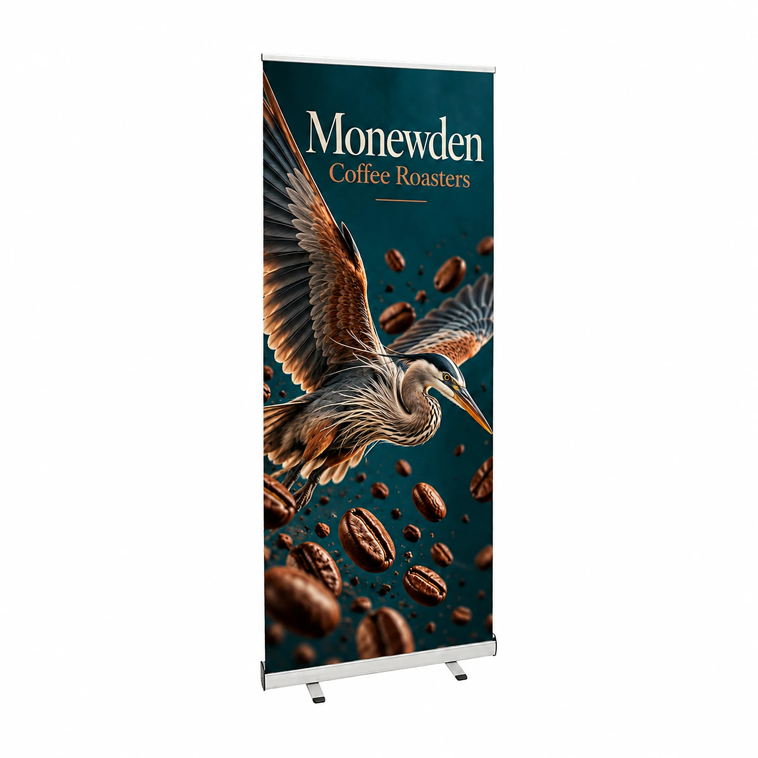 Raptor Roller Banner 1m Wide, shown with example artwork
