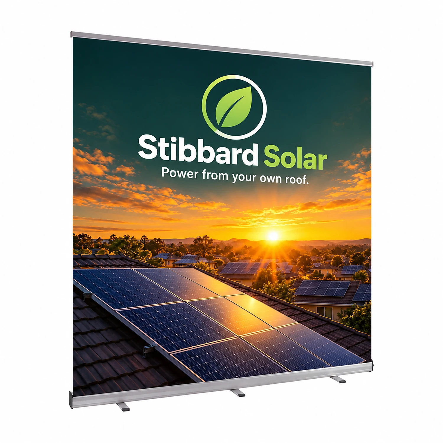 Raptor Roller Banner 2m Wide, shown with example artwork