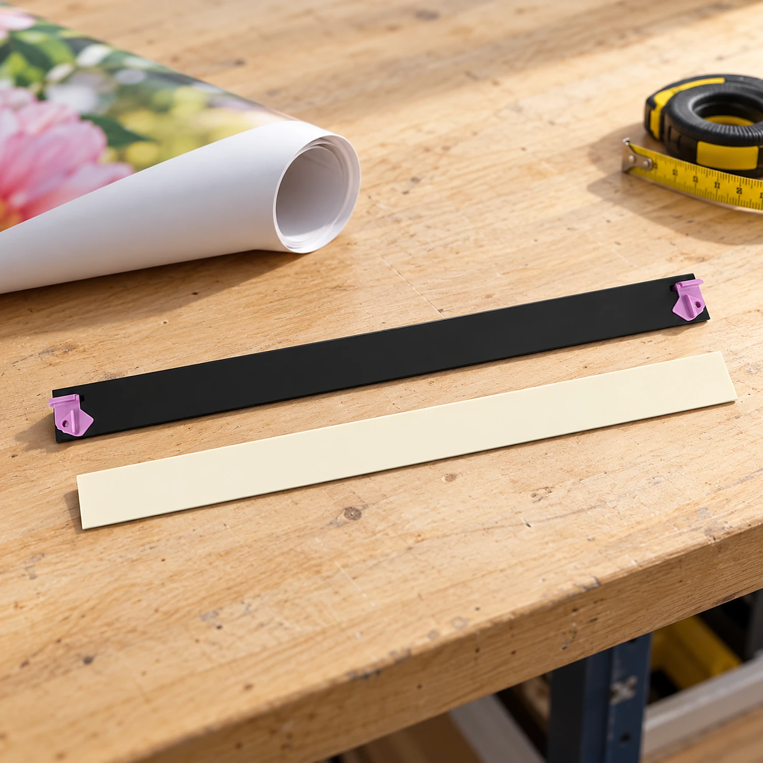 Hanger and kicker set on a workbench