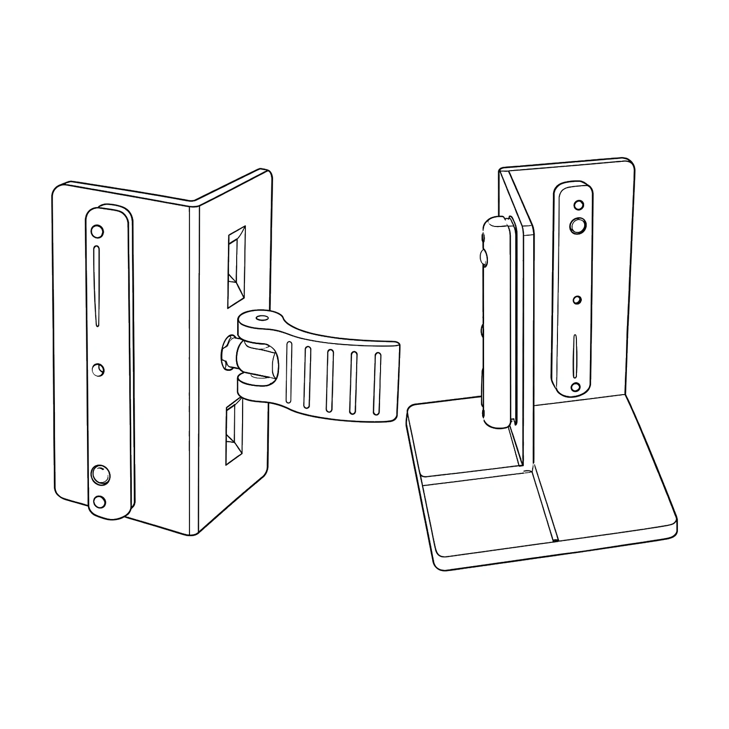 Line drawing of the right inside corner bracket and corner foot
