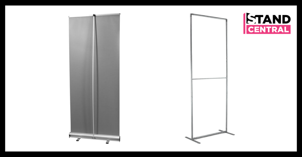 Roller banner vs tension banner, the difference and which fabric display stand to choose