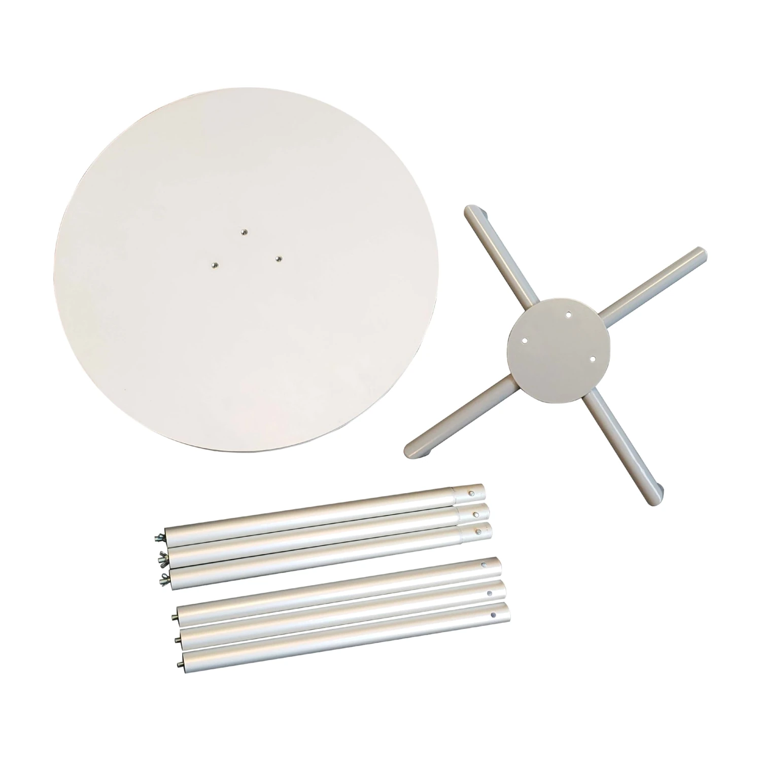Round display table top, base and pole sections