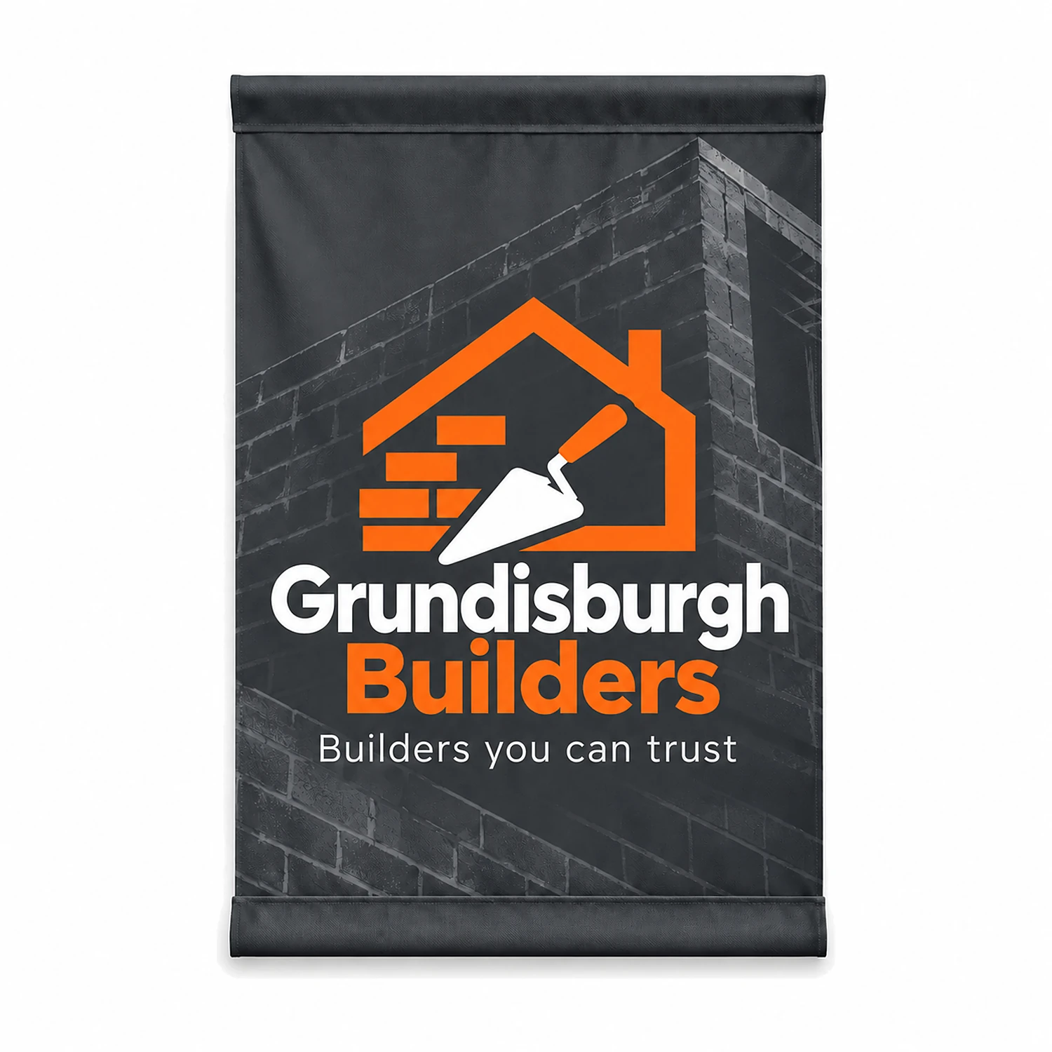 Scaffold Banner 1m x 1.36m, Flag Polyester, shown with example artwork