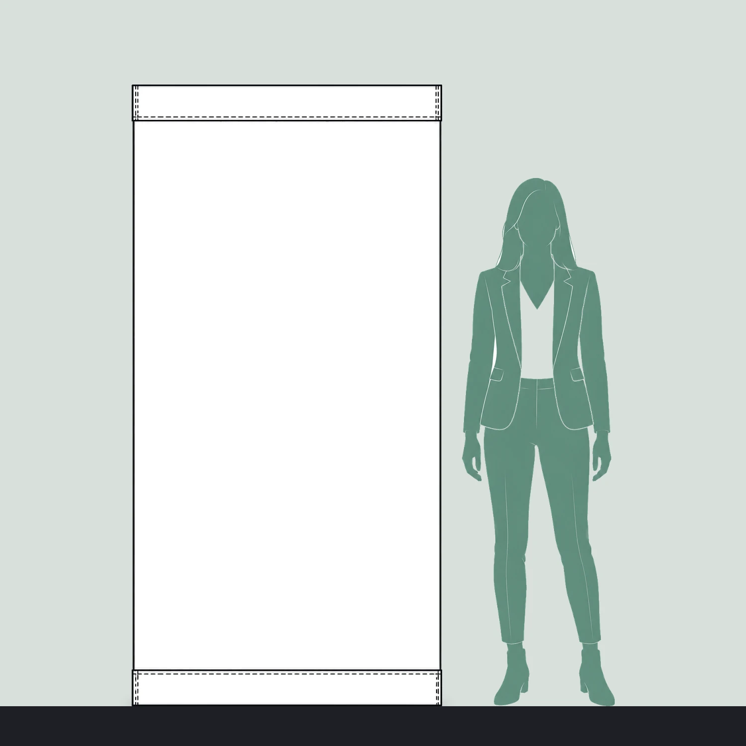 Scaffold Banner 1m x 2m, PVC size compared with a person