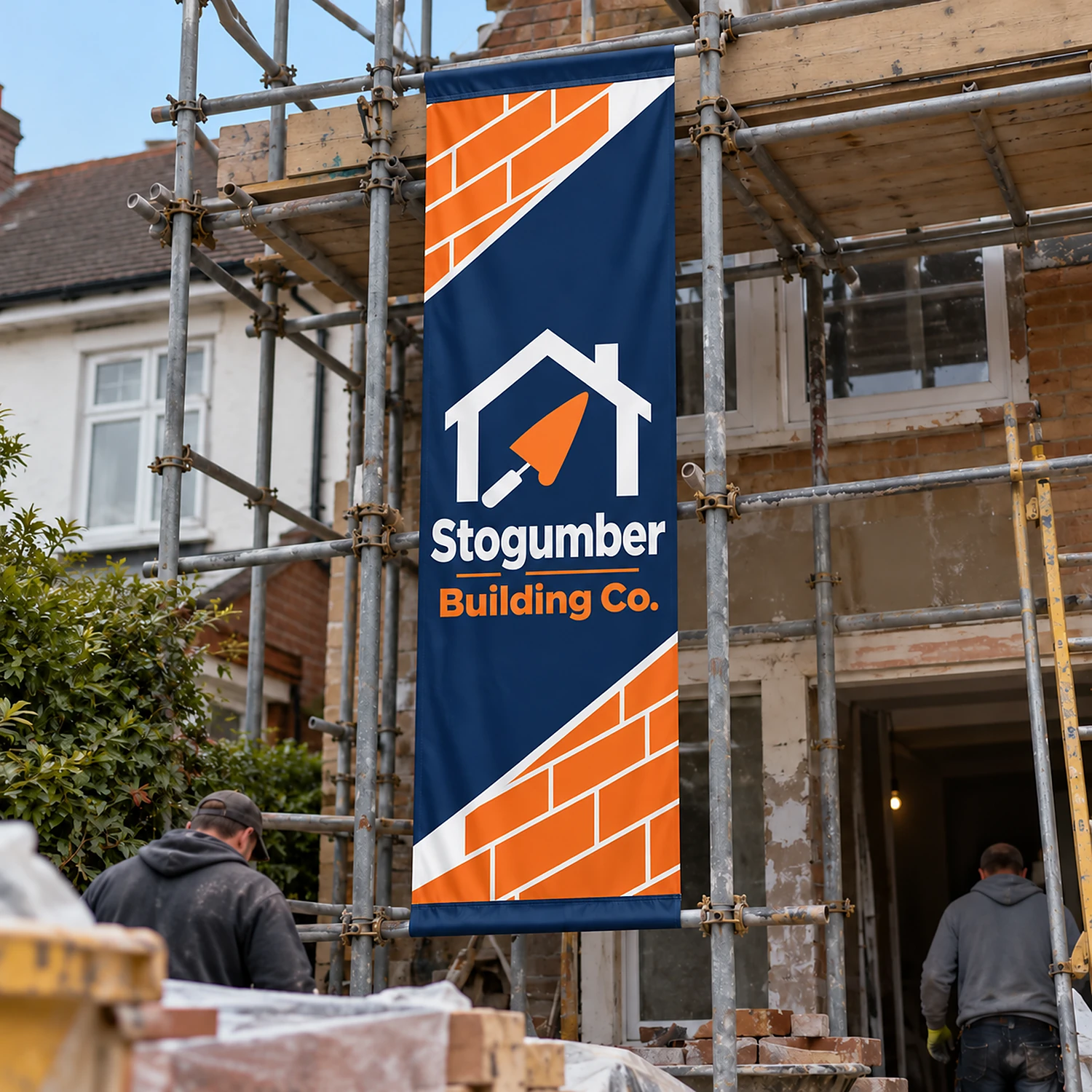 Scaffold Banner 1m x 3m, Flag Polyester, shown with example artwork