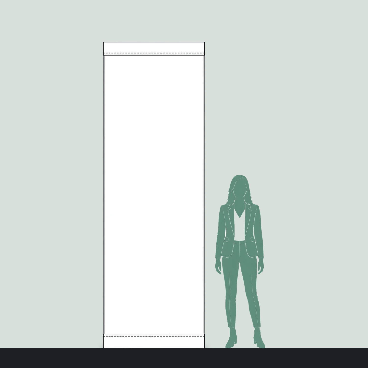 Scaffold Banner 1m x 3m, Flag Polyester size compared with a person