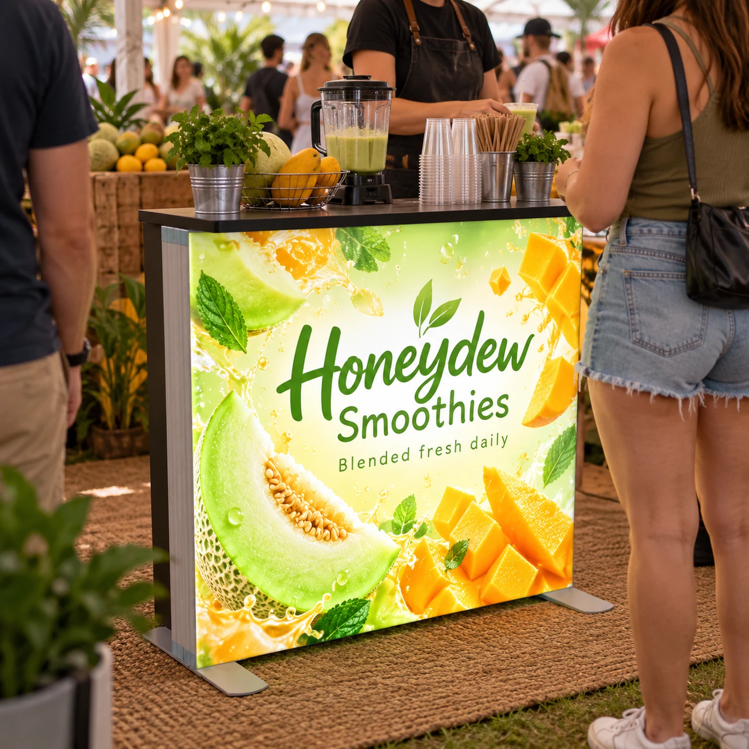 SEG Fabric LED Lightbox Counter at an event