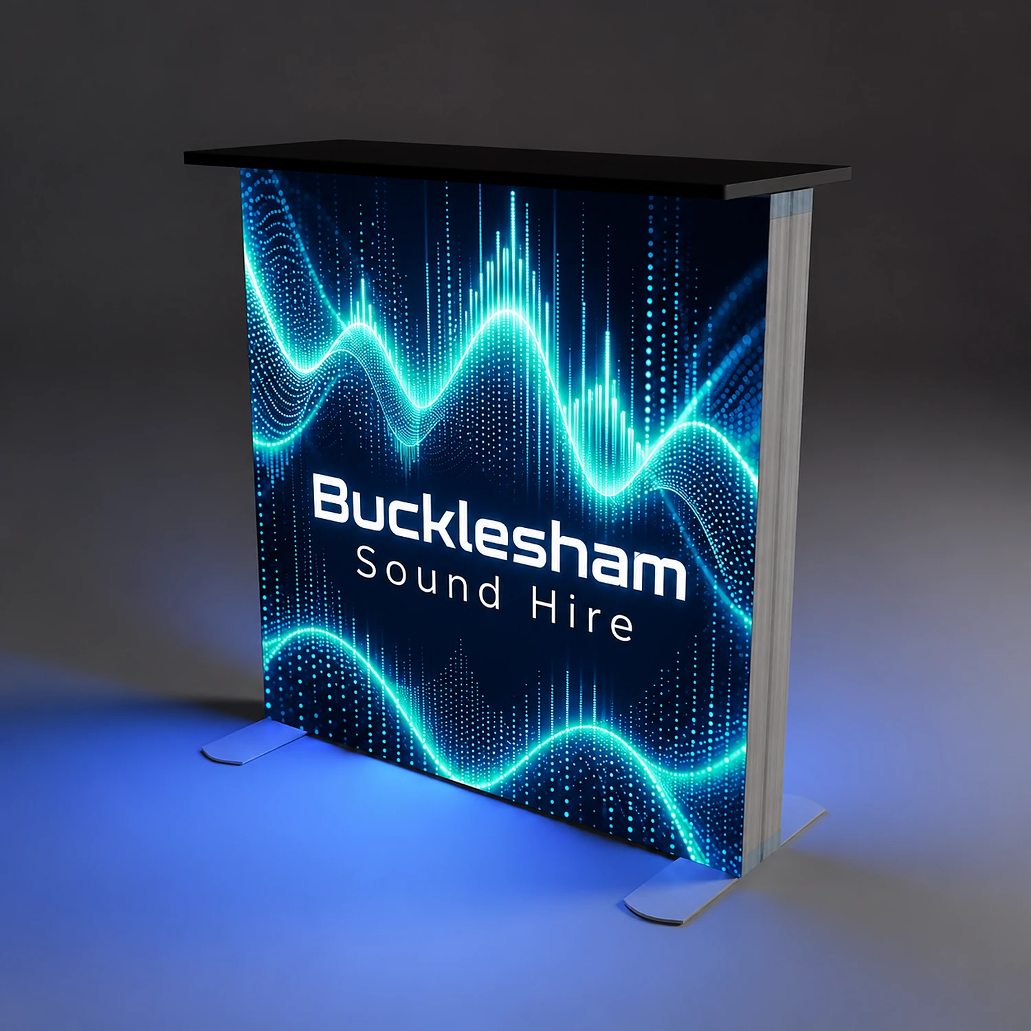 SEG Fabric LED Lightbox Counter, shown with example artwork