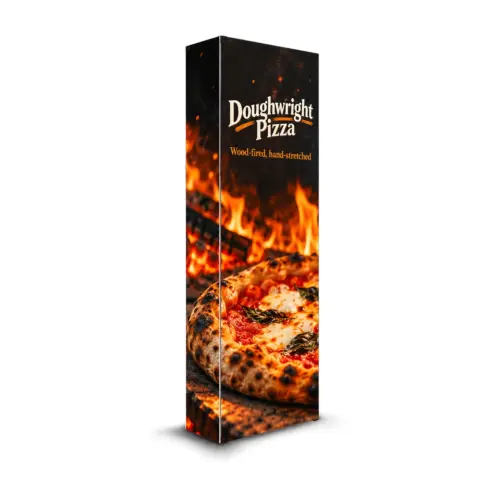 SEG Fabric Pop Up Stand 1x3 Straight with example artwork