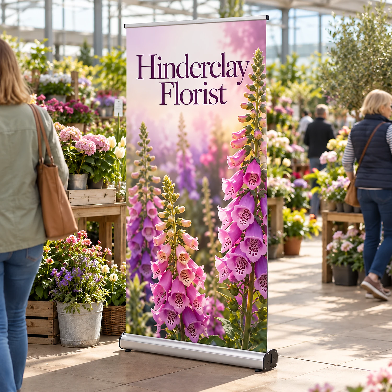 Senator Duo Roller Banner 1m Wide, shown with example artwork