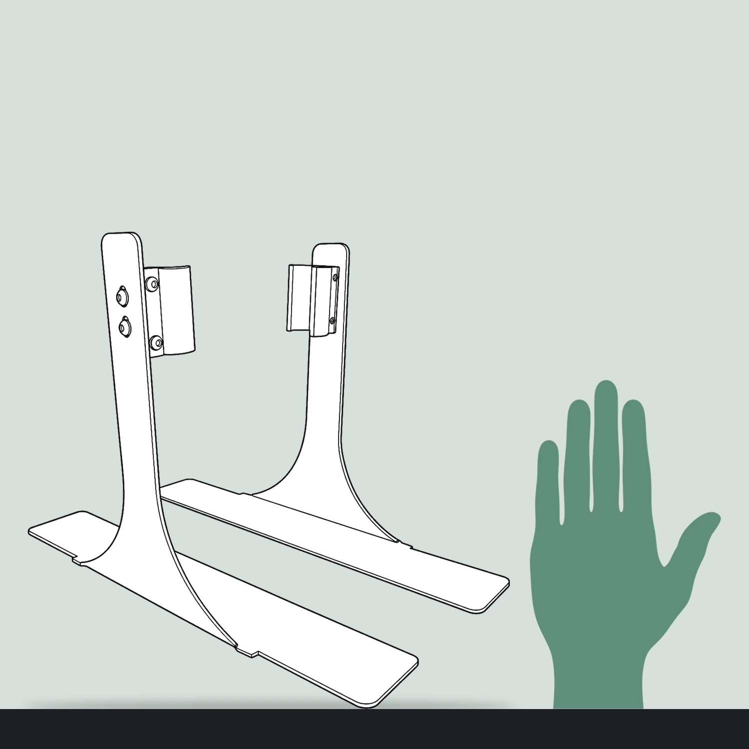 Side feet size compared with a hand