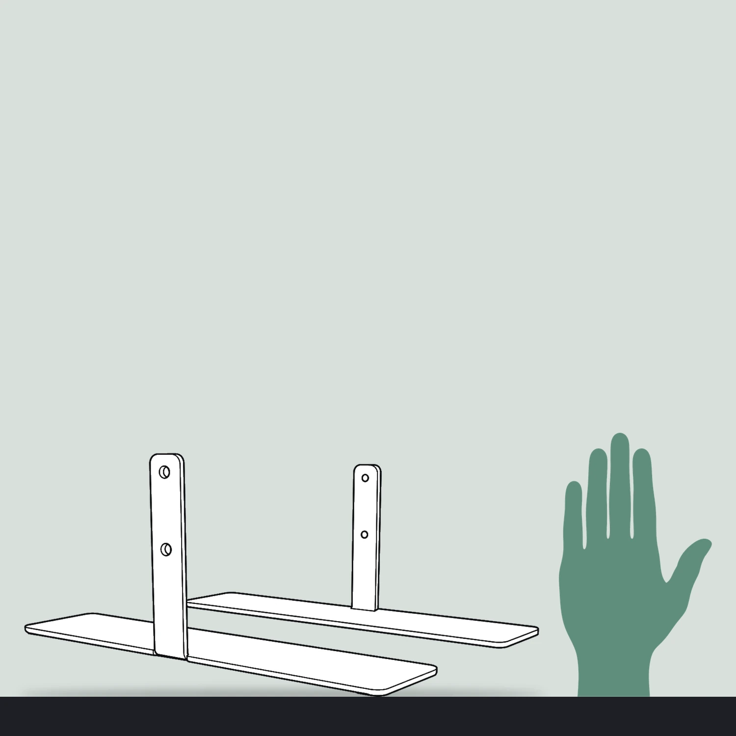 Side flat foot size compared with a hand