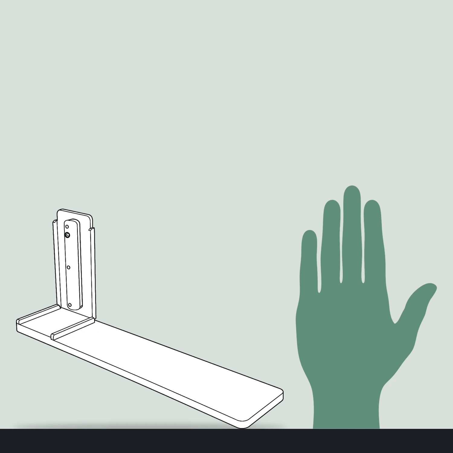 Side half frame foot size compared with a hand