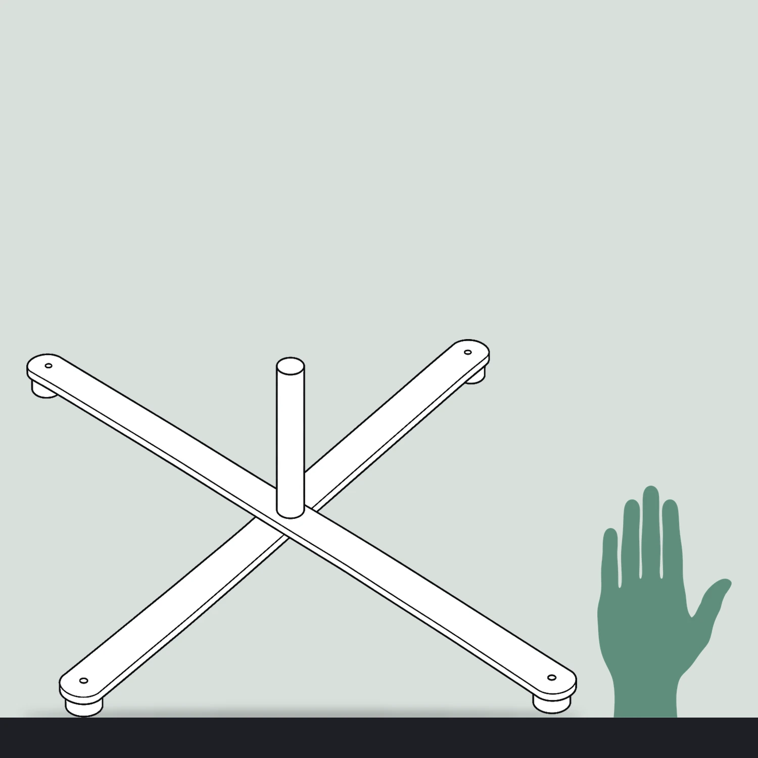 Small cross flag base size compared with a hand