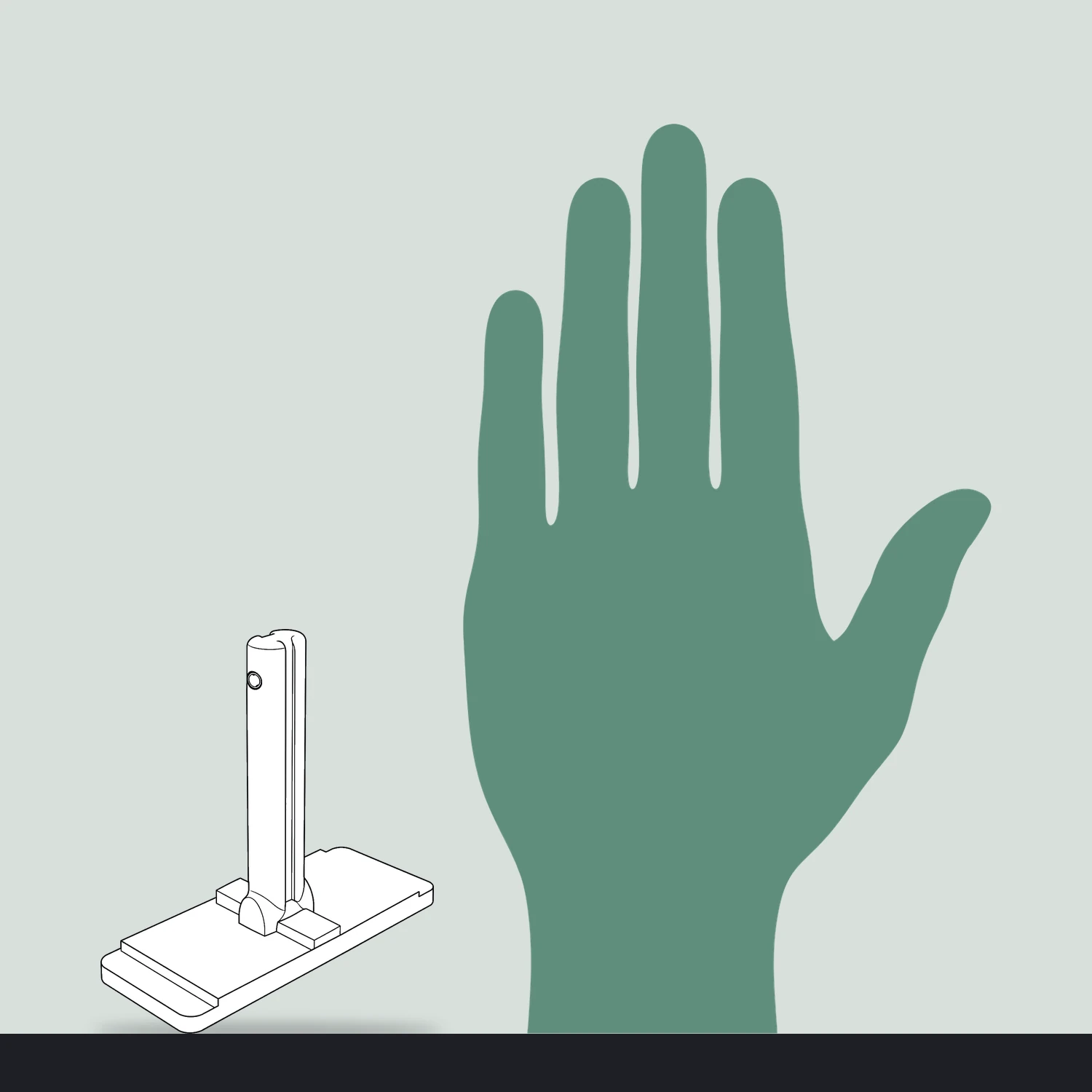 Small middle frame foot size compared with a hand