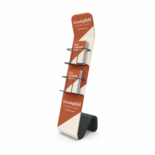 Soft Touch Fabric Literature Stand - 380mm x 1300mm x 560mm, shown with example artwork