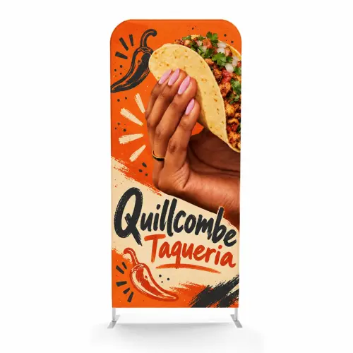Soft Touch Straight Fabric Display - 1.2m - Double Sided, shown with example artwork
